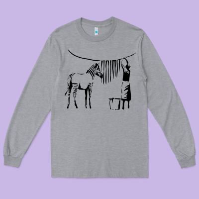 Banksy Zebra Long Sleeve Tee Designed By Artisfamous