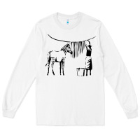 White Banksy Zebra Long Sleeve Tee - artisFamous
