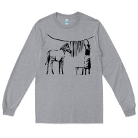 Heather Grey Banksy Zebra Long Sleeve Tee - artisFamous