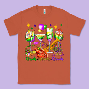 Drink Drank Drunk Mardi Gras Wine Glasses Olivia Classic Tee Designed By Oliviacreatesart