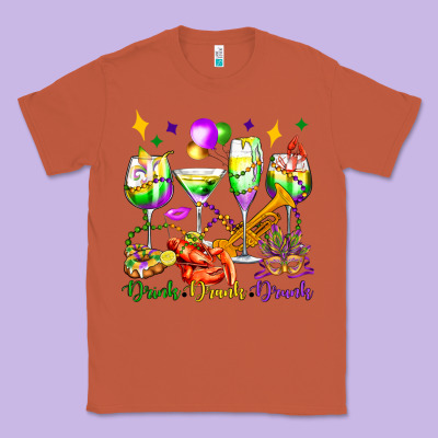 Drink Drank Drunk Mardi Gras Wine Glasses Olivia Classic Tee Designed By Oliviacreatesart
