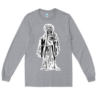Heather Grey santa muerte blanca Long Sleeve Tee - artisFamous