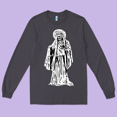 Santa Muerte Blanca Long Sleeve Tee Designed By Artisfamous