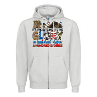 Dove Grey it's the guts and it's the glory a hundred stories Zipper Hoodie - RanaPortraitStore