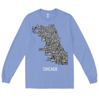 Chicago Typography Neighborhood Map Long Sleeve Tee | Teevron