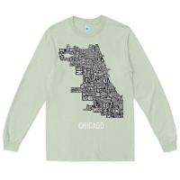 Matcha chicago typography neighborhood map Long Sleeve Tee - artisFamous