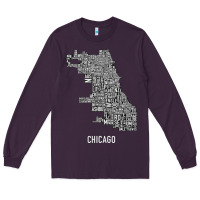 Plum chicago typography neighborhood map Long Sleeve Tee - artisFamous