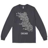 Smoke chicago typography neighborhood map Long Sleeve Tee - artisFamous
