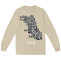 Mushroom chicago typography neighborhood map Long Sleeve Tee - artisFamous