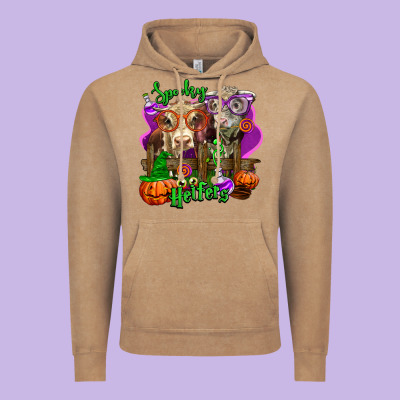 Spooky Halloween Cows Vintage Hoodie Designed By Lillyallendesigns