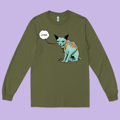 Lying Cat Long Sleeve Tee Designed By Artisfamous