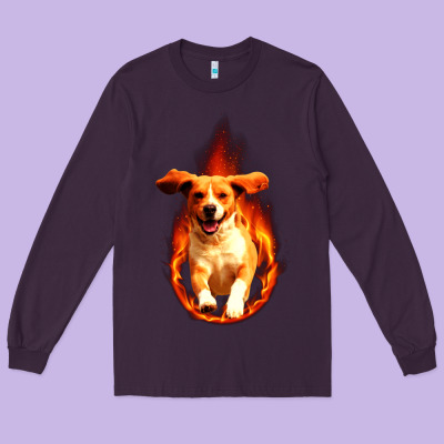 Dog In Fire Long Sleeve Tee Designed By Artisfamous