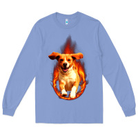 Colony Blue Dog In Fire Long Sleeve Tee - artisFamous