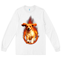 White Dog In Fire Long Sleeve Tee - artisFamous