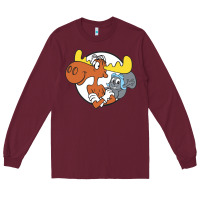 Burgundy Vintage Rocky And Bullwinkle Long Sleeve Tee - artisFamous