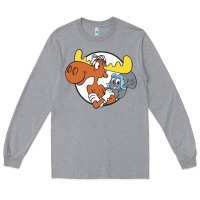 Heather Grey Vintage Rocky And Bullwinkle Long Sleeve Tee - artisFamous