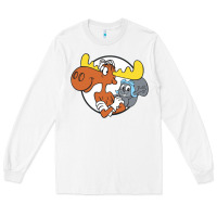 White Vintage Rocky And Bullwinkle Long Sleeve Tee - artisFamous