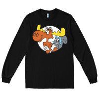 Black Vintage Rocky And Bullwinkle Long Sleeve Tee - artisFamous