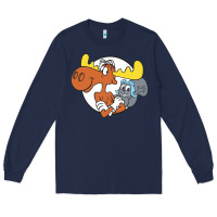 Navy Vintage Rocky And Bullwinkle Long Sleeve Tee - artisFamous