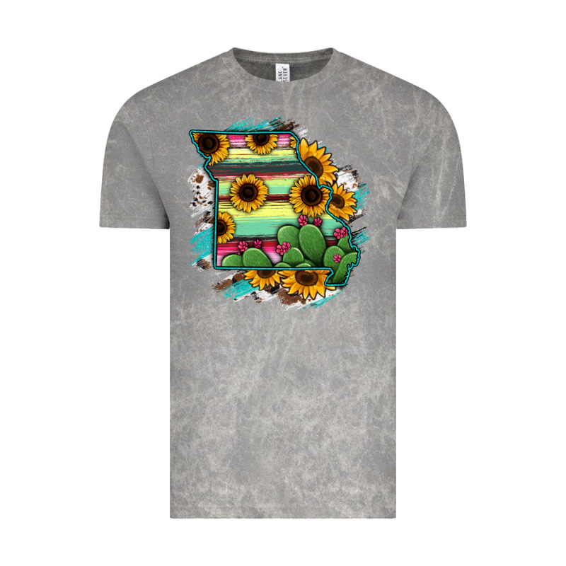 Missouri Map Sunflower Cactus Serape Vintage Tee by RanaPortraitStore | Teevron