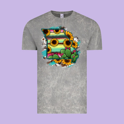 Missouri Map Sunflower Cactus Serape Vintage Tee Designed By Ranaportraitstore