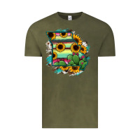 Vintage Olive Missouri Map Sunflower Cactus Serape Vintage Tee - RanaPortraitStore