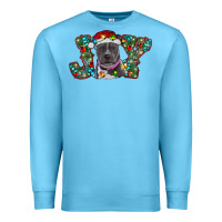Ocean Blue Christmas Pitbull Joy Premium Sweatshirt - RanaPortraitStore