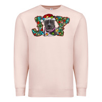 Pale Pink Christmas Pitbull Joy Premium Sweatshirt - RanaPortraitStore