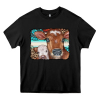 Black Cows Serape Leopard Gemstone Heavy Core Tee - CowCowDesign