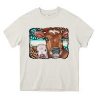 Cream Cows Serape Leopard Gemstone Heavy Core Tee - CowCowDesign