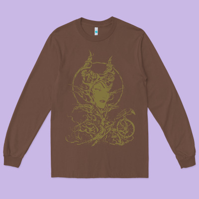 Sleeping Beauty Maleficent Crow Branchesy Long Sleeve Tee Designed By Artisfamous