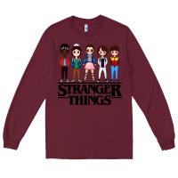Burgundy stranger kids Long Sleeve Tee - artisFamous