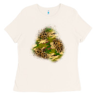 Bone camouflage and leopard patch  3 Ladies Tee - BundleAndBundleShop