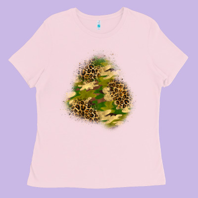 Camouflage And Leopard Patch  3 Ladies Tee Designed By Bundleandbundleshop