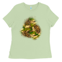 Matcha camouflage and leopard patch  3 Ladies Tee - BundleAndBundleShop