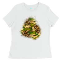 White camouflage and leopard patch  3 Ladies Tee - BundleAndBundleShop
