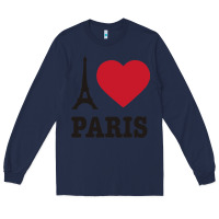 Navy i love paris eiffel tower funny Long Sleeve Tee - artisFamous