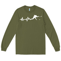 Army Green hockey player heartbeat ice Long Sleeve Tee - artisFamous