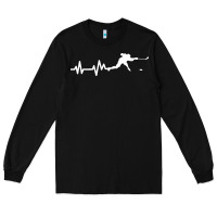 Black hockey player heartbeat ice Long Sleeve Tee - artisFamous