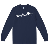 Navy hockey player heartbeat ice Long Sleeve Tee - artisFamous