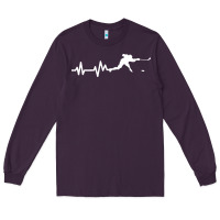 Plum hockey player heartbeat ice Long Sleeve Tee - artisFamous