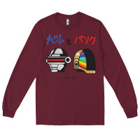 Burgundy DAFTPUNK Japanese Long Sleeve Tee - artisFamous