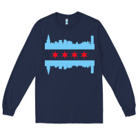 Navy awesome chicago city Long Sleeve Tee - artisFamous