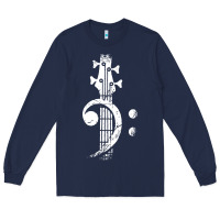 Navy musical guitar bass Long Sleeve Tee - artisFamous