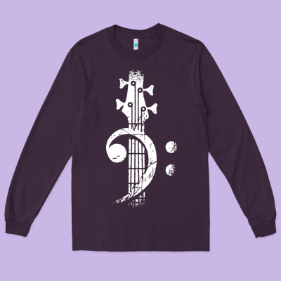 Musical Guitar Bass Long Sleeve Tee Designed By Artisfamous