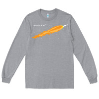 Heather Grey SpaceX Rocket Long Sleeve Tee - artisFamous