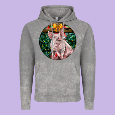 Christmas Pig Vintage Hoodie Designed By Lillyallendesigns