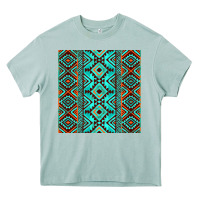 Arona Aztec Turquoise Pattern Heavy Core Tee - CowCowDesign