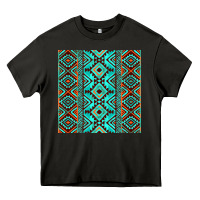 Asphalt Aztec Turquoise Pattern Heavy Core Tee - CowCowDesign