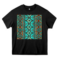 Black Aztec Turquoise Pattern Heavy Core Tee - CowCowDesign